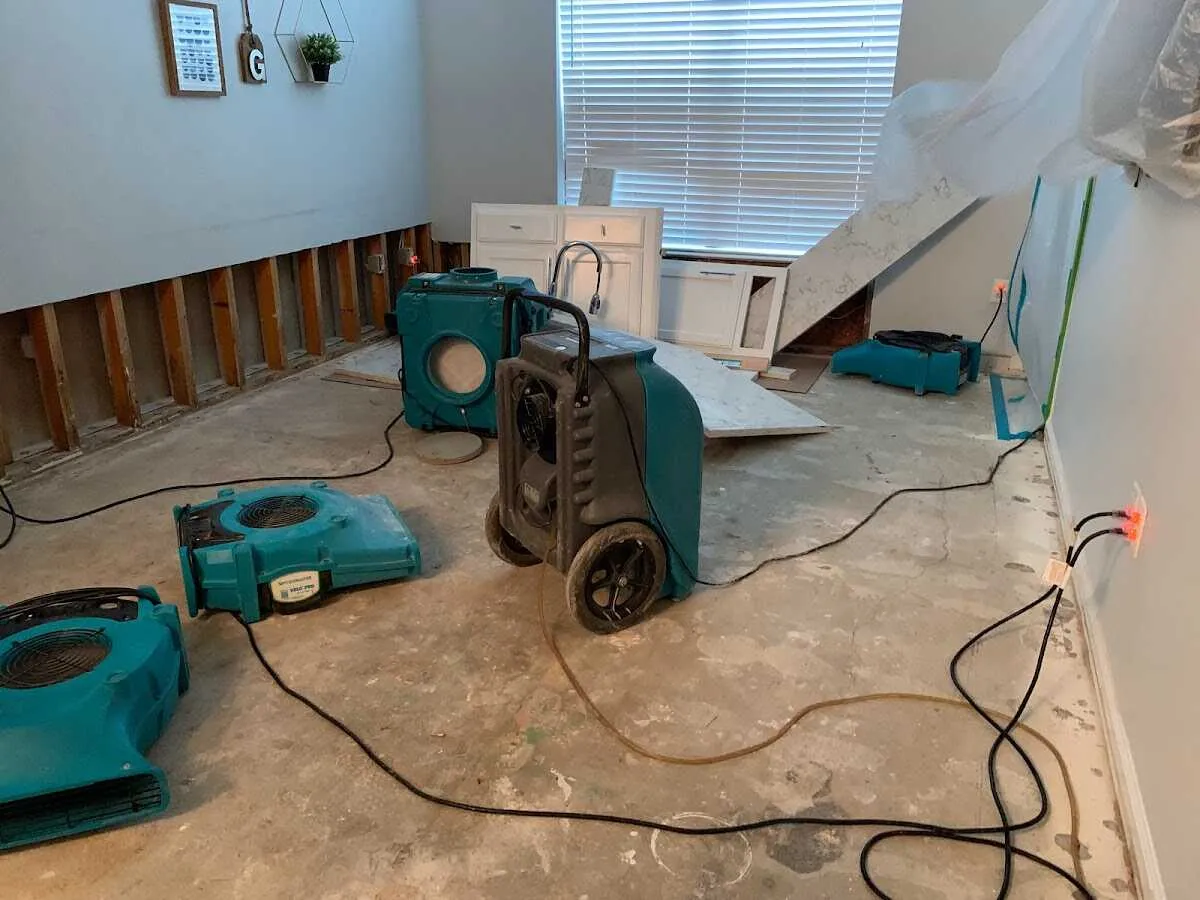 Dehumidifier in flood-cut room for Water Damage Restoration in Lower Gwynedd